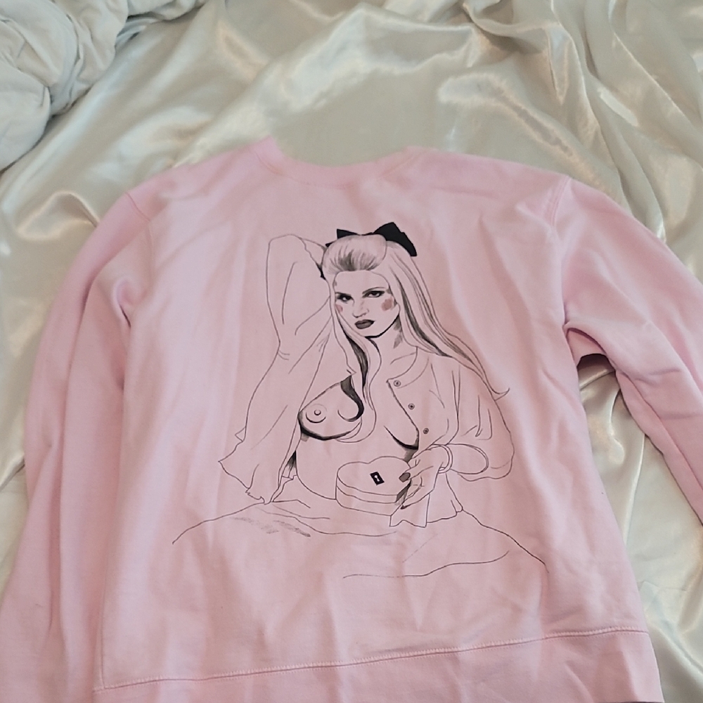 Light Pink Crewneck Sweatshirt with Inked Logo
